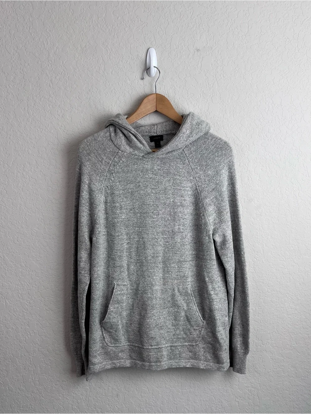 J.Crew Cotton Wool Sweater Hoodie S Heather Slate Gray Long Sleeve Mens Unisex